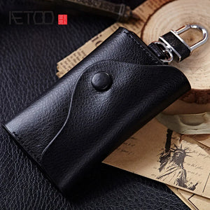 Men's Leather Home Key Case, Multi-function Compact Key Holder