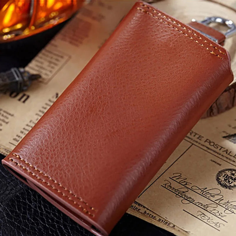 Men's Leather Home Key Case, Multi-function Compact Key Holder