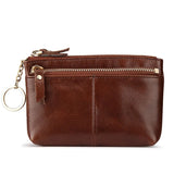 Oil Wax Leather Mini Coin Purse Key Bag Zipper Wallet
