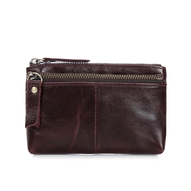 Oil Wax Leather Mini Coin Purse Key Bag Zipper Wallet