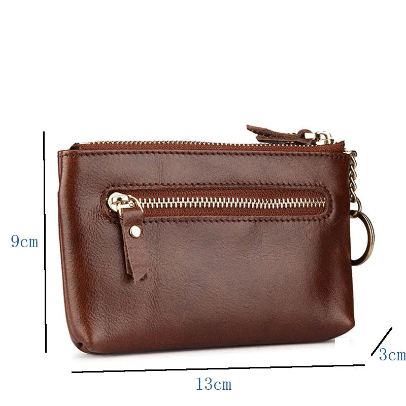 Oil Wax Leather Mini Coin Purse Key Bag Zipper Wallet