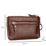 Oil Wax Leather Mini Coin Purse Key Bag Zipper Wallet