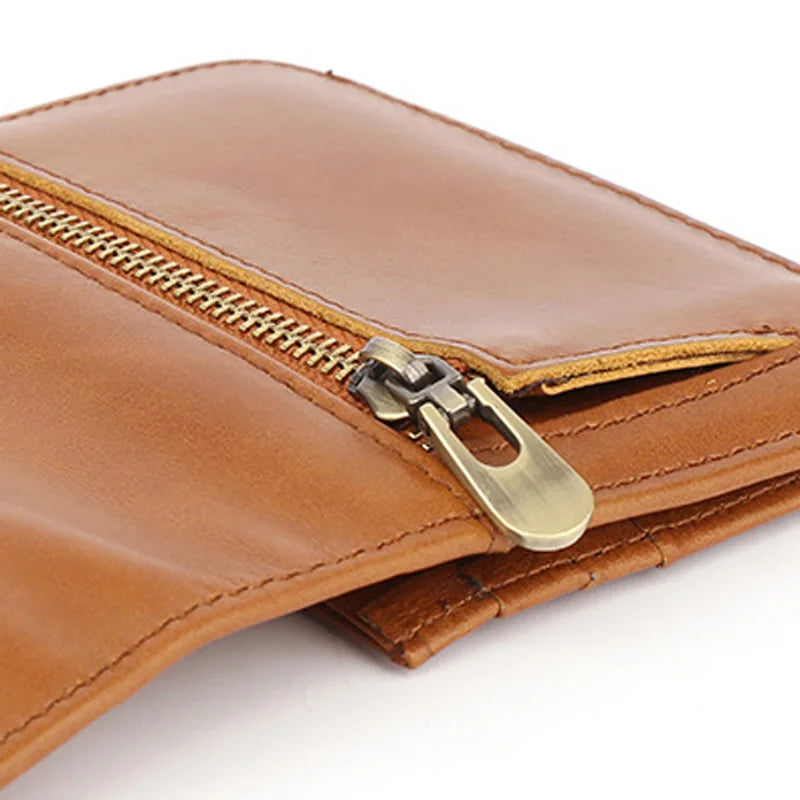 Zero Wallet Oil Wax Leather Ladies Small Purse RFID Pocket Handbag
