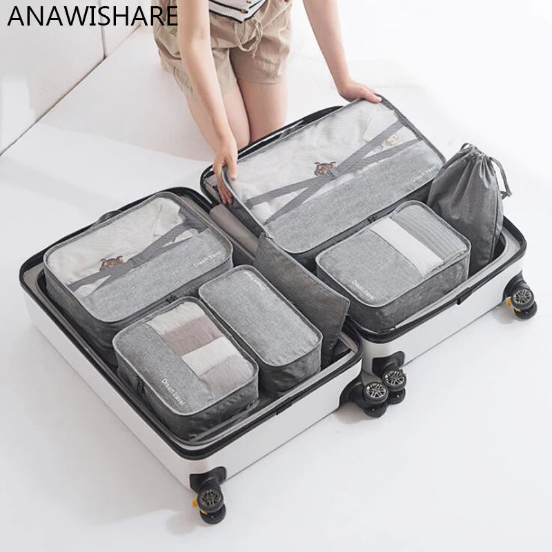 7pcs Waterproof Travel Packing Cubes Clothing Storage