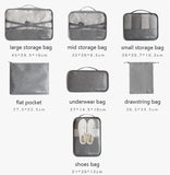 7pcs Waterproof Travel Packing Cubes Clothing Storage