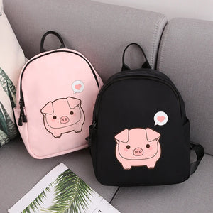 Cartoon Pig Women's Backpack Waterproof Bagpack For Teenager Girl