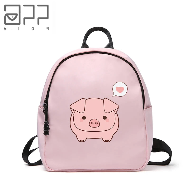 Cartoon Pig Women's Backpack Waterproof Bagpack For Teenager Girl