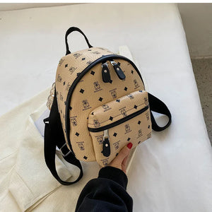 ASHINE Cartoon Printing Schoolbags Women Backpack Leather Student Girls School M