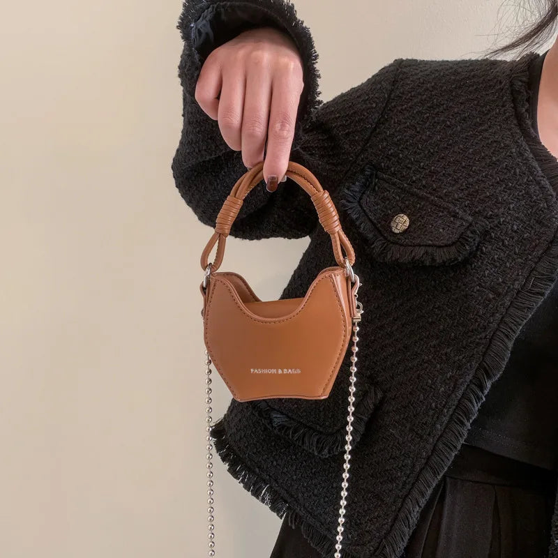 ASHINE Small U-Shaped Shoulder Handbag with Beaded Chains