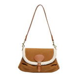 Brown Lambswool Casual Shoulder Bag Vintage Style Handbag