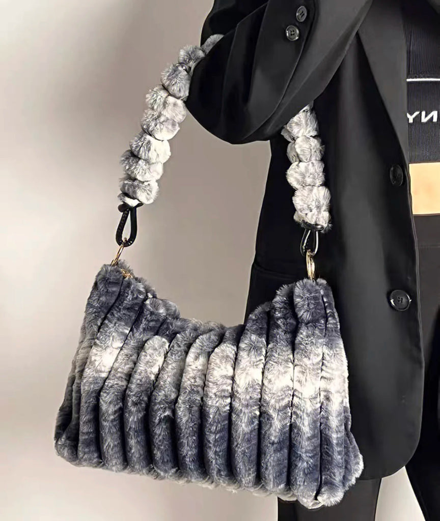 Gradient Plush Shoulder Bag Large Capacity Handbag