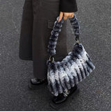 Gradient Plush Shoulder Bag Large Capacity Handbag