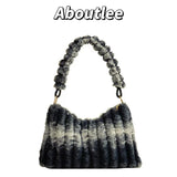 Gradient Plush Shoulder Bag Large Capacity Handbag