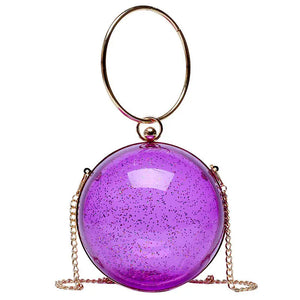 Acrylic Transparent Women Clutch Bag Evening Chain Circular Shoulder Bag