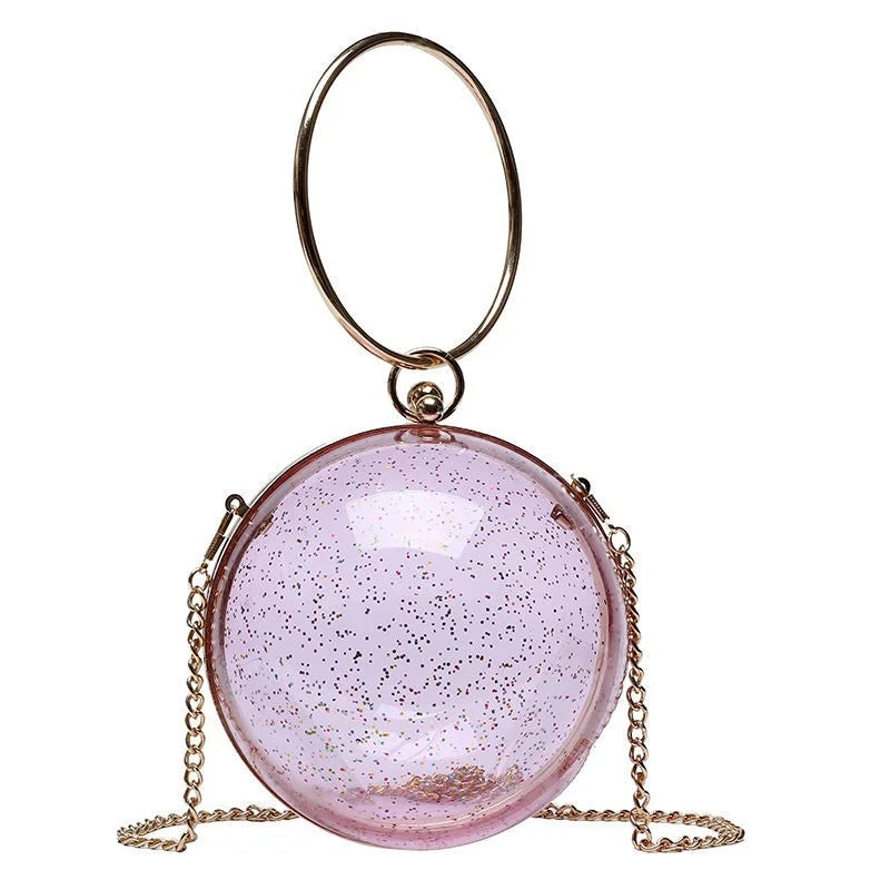 Acrylic Transparent Women Clutch Bag Evening Chain Circular Shoulder Bag