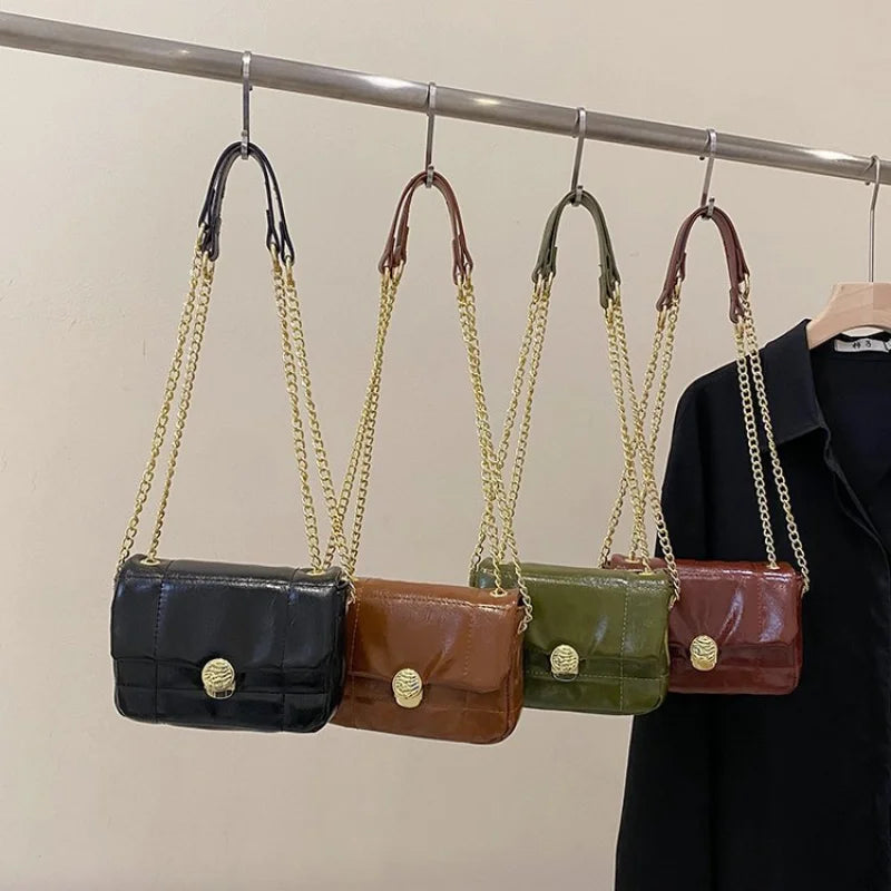 Retro Solid Underarm Bag Casual Lock Slung Small Square Bags