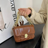 Retro Solid Underarm Bag Casual Lock Slung Small Square Bags