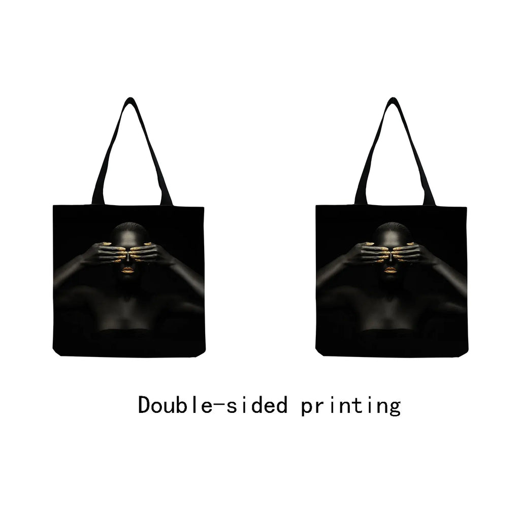 African Art Woman Print Tote Bag Foldable Eco Friendly Women Shoulder Bag