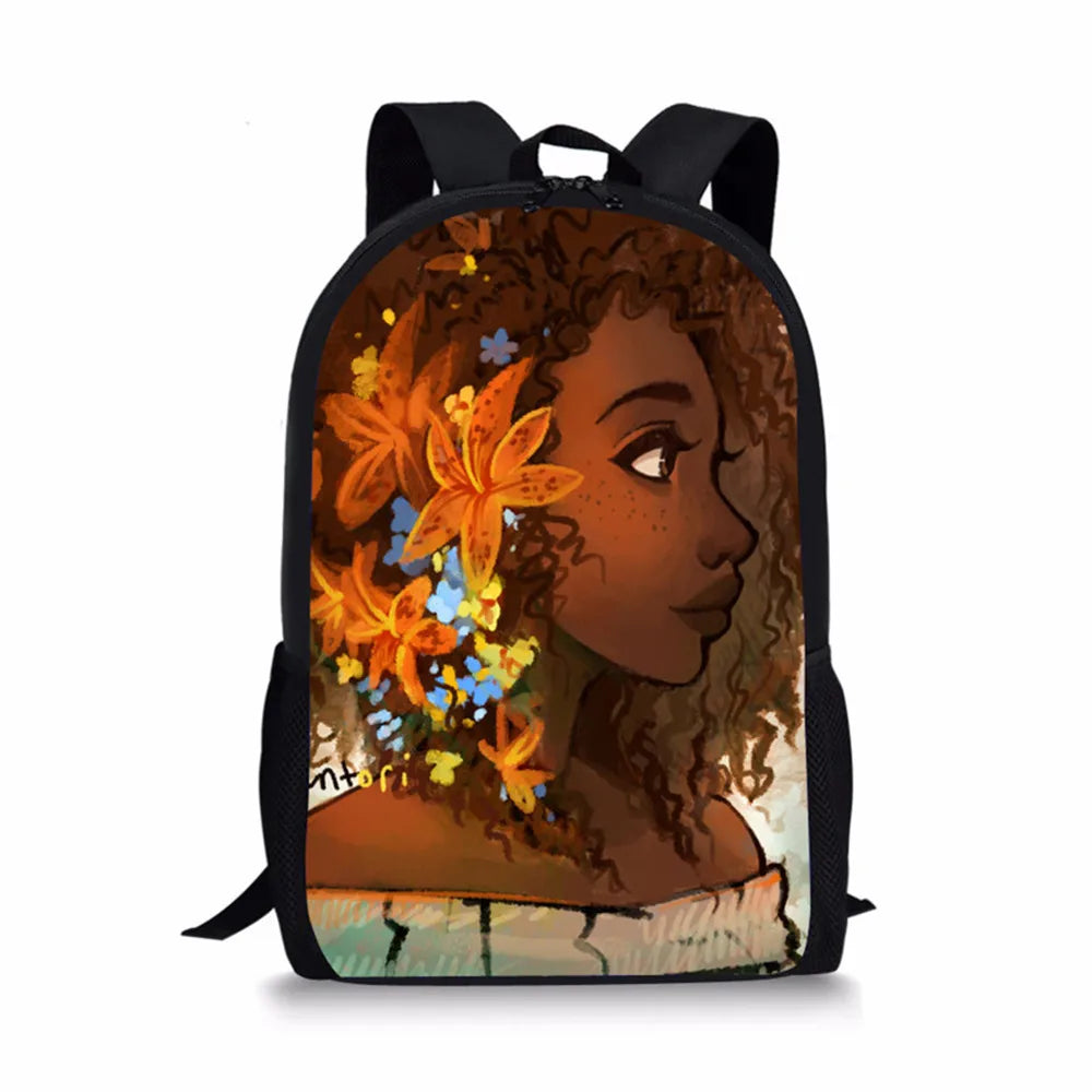 African Girl Element School Backpack Personalized Daypack for Teenager