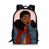 African Girl Print Backpack Casual Outdoor Travel Knapsack