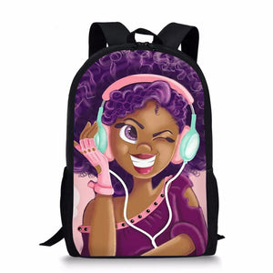 African Girl Print Backpack Casual Outdoor Travel Knapsack