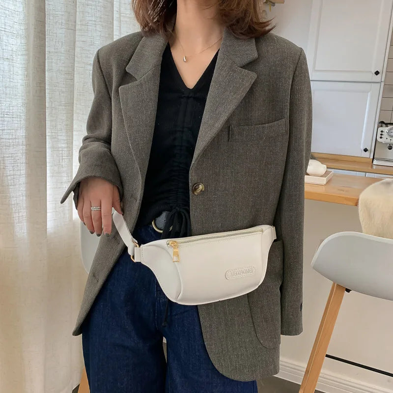 Women's Crossbody Chest Bag PU Leather Waist Bag