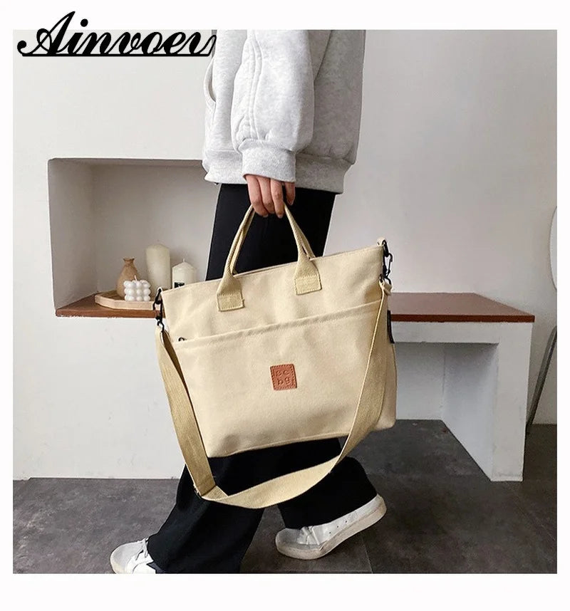Canvas Crossbody Bag For Women Large-capacity Shoulder Handbag