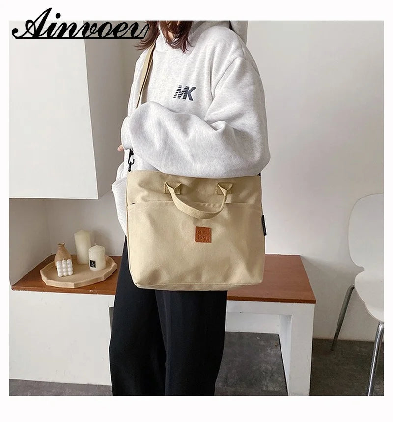 Canvas Crossbody Bag For Women Large-capacity Shoulder Handbag
