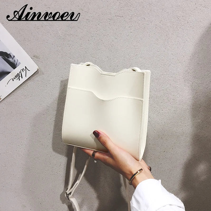 Casual Square Bag Bucket Bag Soft PU Leather Crossbody Bags For Women