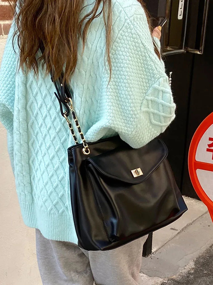 Women's Large Capacity Soft PU Leather Shoulder Bag