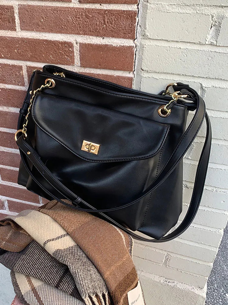 Women's Large Capacity Soft PU Leather Shoulder Bag