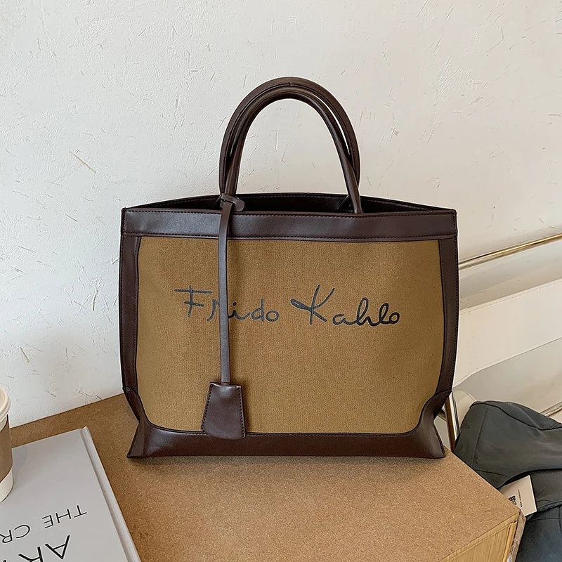 Large-Capacity Ladies Canvas Handbag Net Red Shoulder Tote Bag