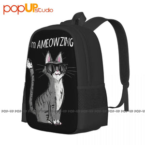 Cat Sunglasses Backpack Large Bookbag Shoe Bag