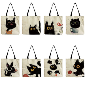 Cartoon Cat Tote Shoulder Bag for Women