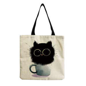 Cartoon Cat Tote Shoulder Bag for Women
