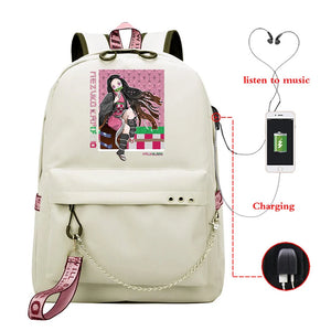 Demon Slayer Backpack Kpop Style Schoolbag for Girls