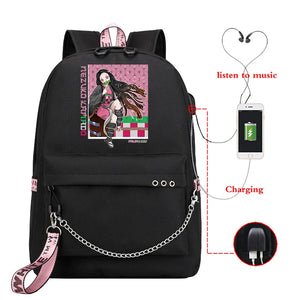 Demon Slayer Backpack Kpop Style Schoolbag for Girls