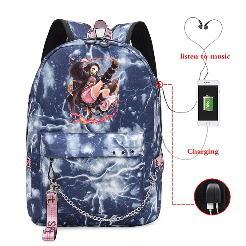Demon Slayer Eco Bag Student Backpack Kpop Style