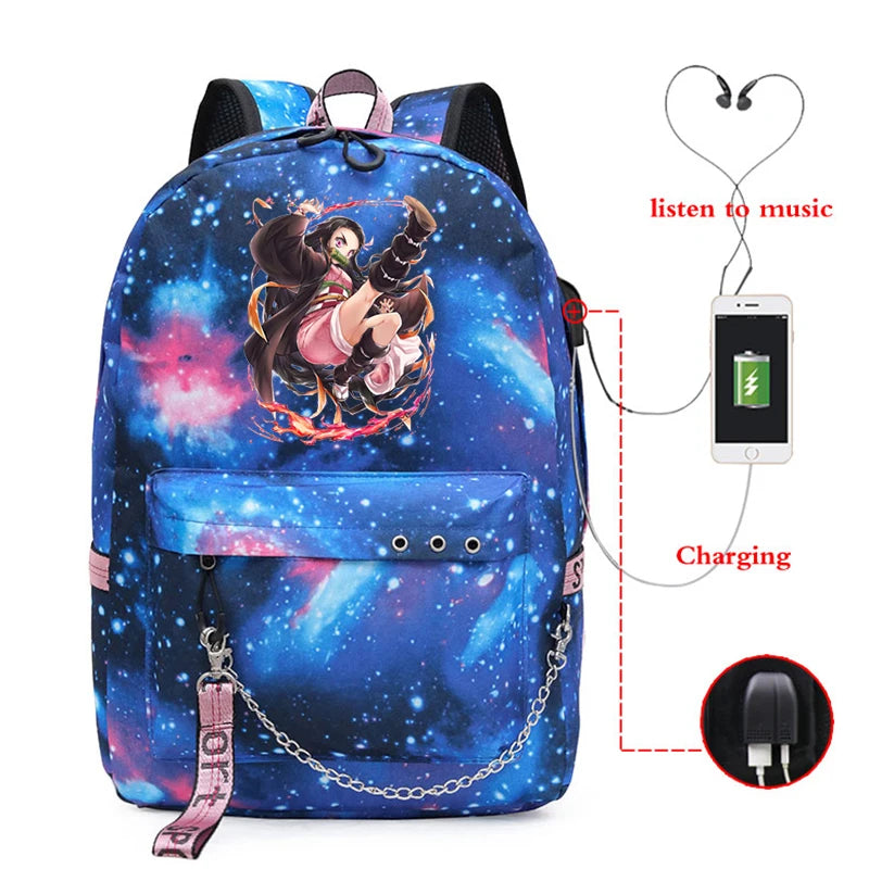 Demon Slayer Eco Bag Student Backpack Kpop Style
