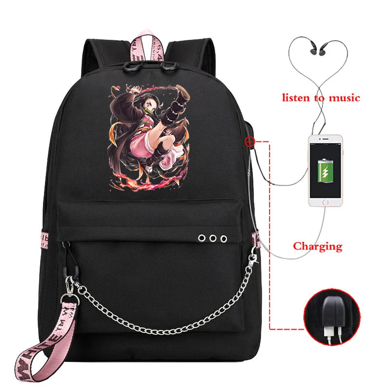Demon Slayer Eco Bag Student Backpack Kpop Style