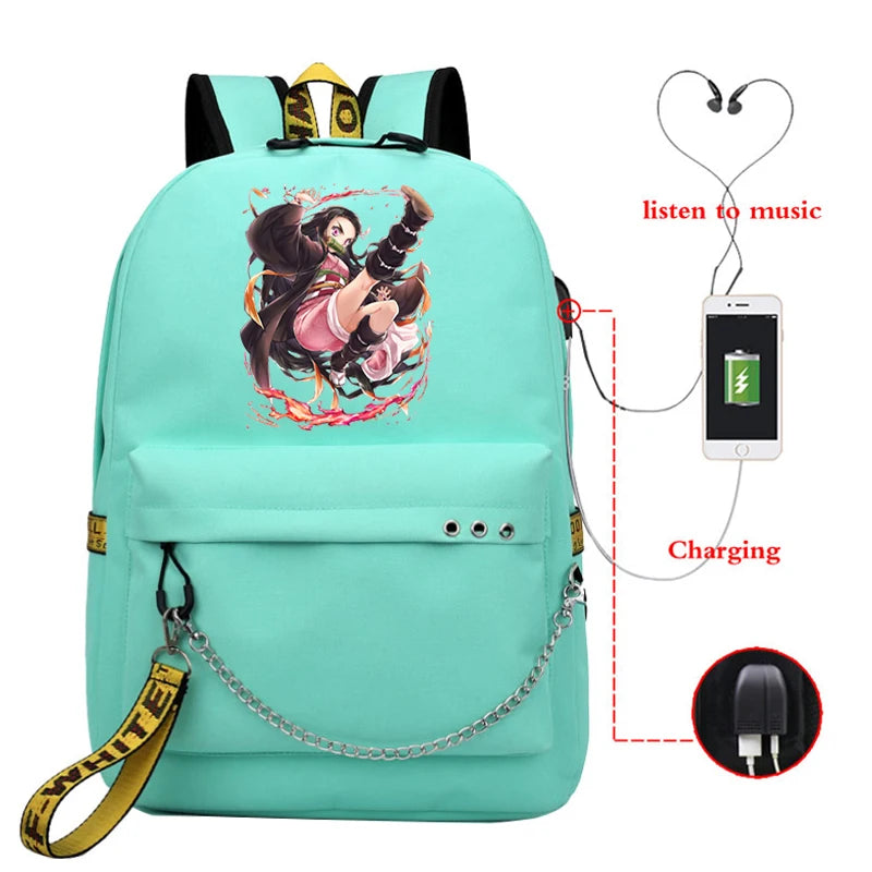 Demon Slayer Eco Bag Student Backpack Kpop Style