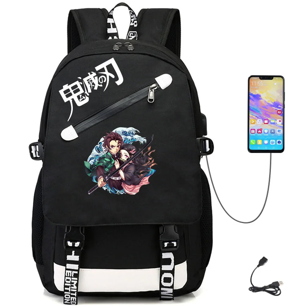 Demon Slayer USB Packsack Oxford Schoolbag