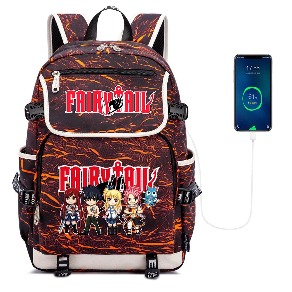 Fairy Tail Canvas Backpack Zipper Rucksack Casual Packsack School Bag Laptop Bag