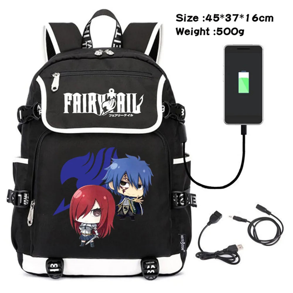 Anime Fairy Tail Teenager Backpack Boys Girls Packsack Canvas Cartoon Travel Sch