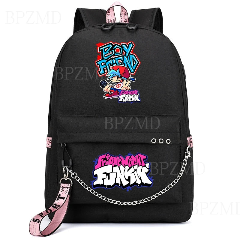 Anime Friday Night Funkin Backpack Cosplay Canvas Kids Schoolbag