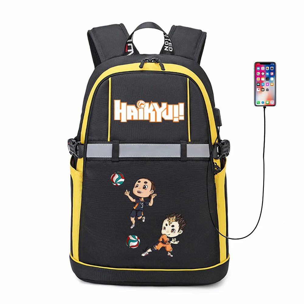 Haikyuu!! USB Backpack Reflective Stripe Student