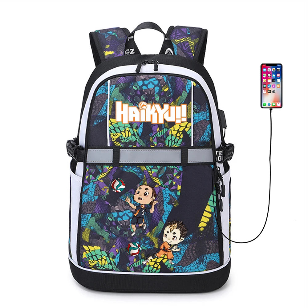 Haikyuu!! USB Backpack Reflective Stripe Student