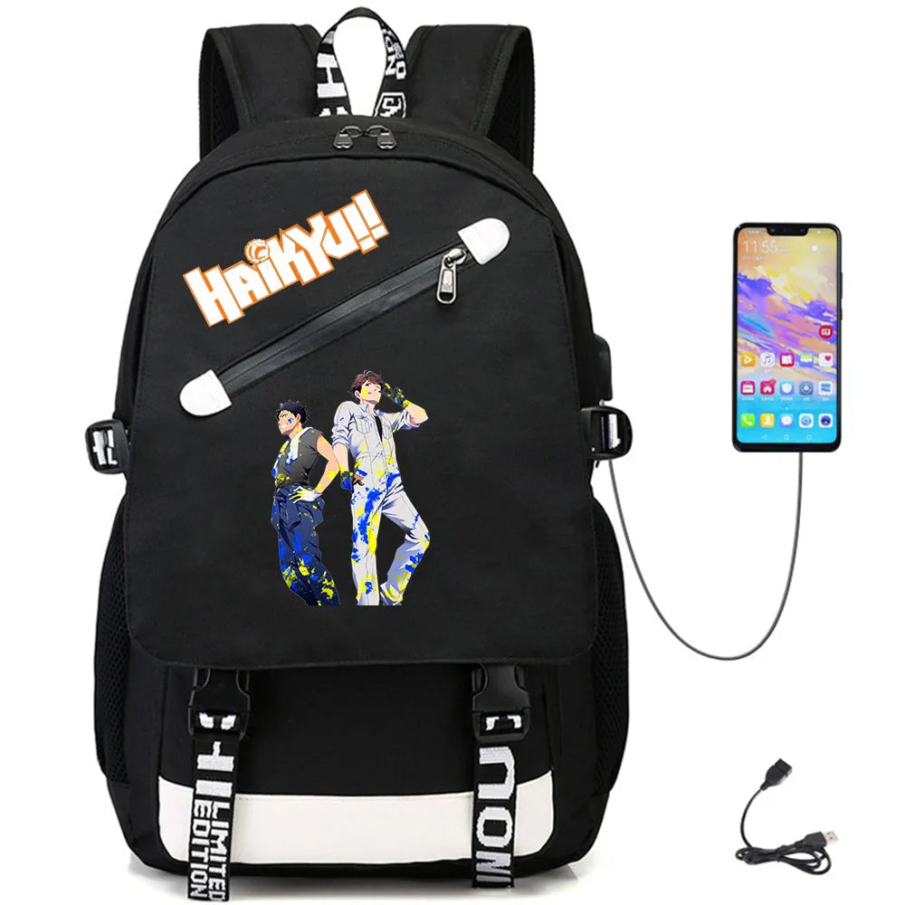 Haikyuu!! USB Oxford Teenger Student Casual Fabric Backpack Schoolbag