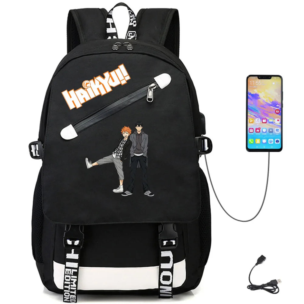 Haikyuu!! USB Oxford Teenger Student Casual Fabric Backpack Schoolbag