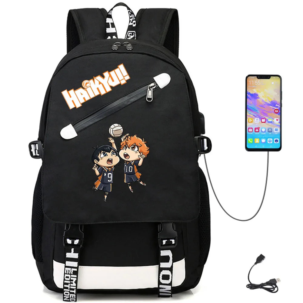 Haikyuu!! USB Oxford Teenger Student Casual Fabric Backpack Schoolbag